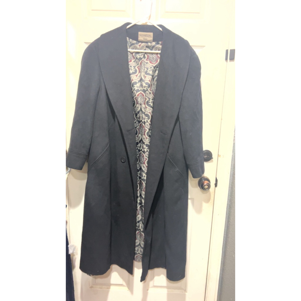 Women's Signature Expressions Black Pea Coat with Red Lining, Size 20W